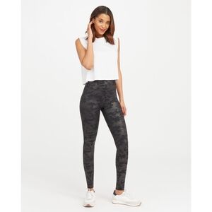 Spanx Faux Leather Camo Leggings in Matte Black Camo